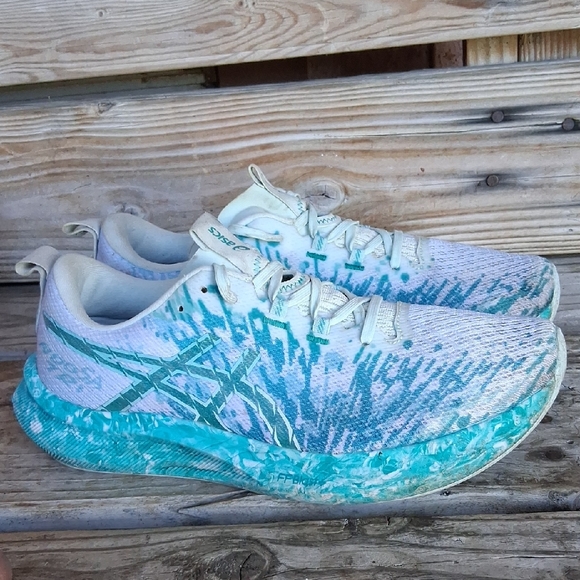 ASICS Mens's Noosa Tri White and Aqua Athletic Shoes - Picture 2 of 14